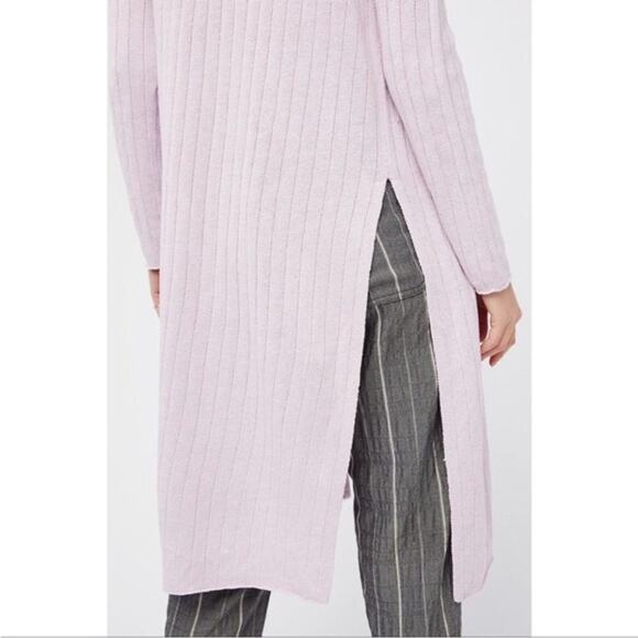 free people | ribby rib lavender ribbed long sleeve side split cardigan sz S - Picture 11 of 11